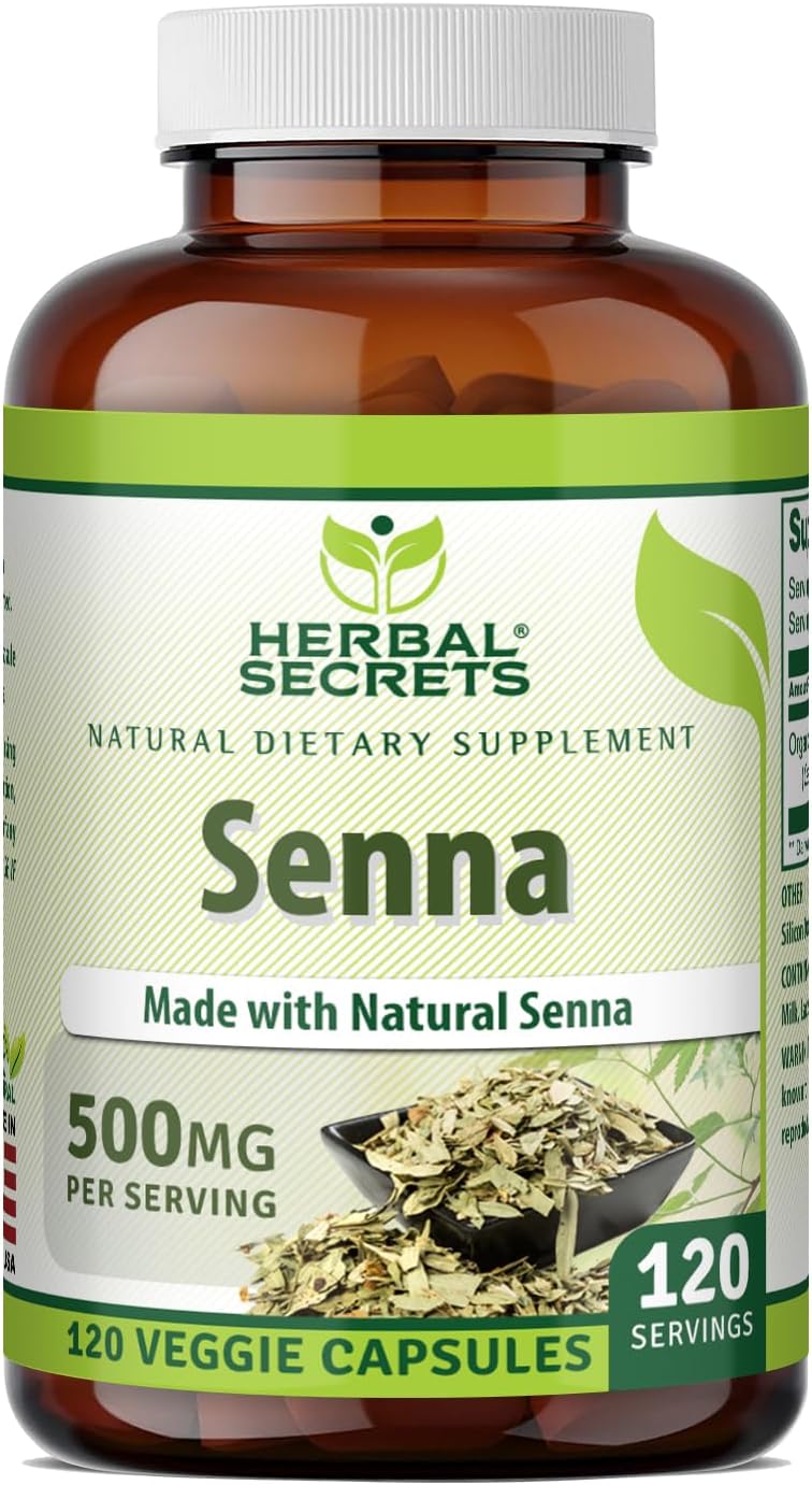 Herbal Secrets Senna Supplement 500 mg, 120 Veggie Capsules by Herbal Secrets - American Made