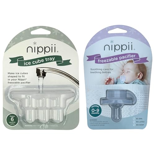Nippii Freezable Pacifier & Ice Cube Tray, Baby Teether Toys 0-9 Months by Nippii - American Made
