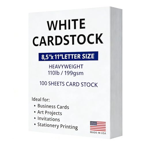 Veritas White Cardstock 8.5 x 11”, 110LB Index/199GSM Heavyweight Card Stock, 100 Sheets, Thick Cardstock Prin by WritePads - American Made