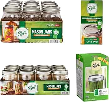 Ball Glass Mason Jars Wide Mouth and Regular Mouth with Lids by Ball - American Made