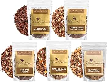 Plum Deluxe Herbal Tea Sampler 5 Caffeine-Free Loose Leaf Blends Handcrafted USA by Plum Deluxe - American Made