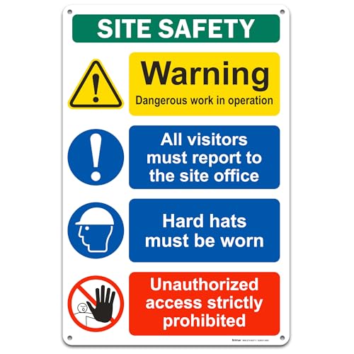BRIMAR 12 X 18 in Construction Site Safety Sign, Bold Text, Easy Install by BRIMAR - American Made