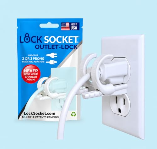 Lock Socket Adjustable Outlet Cover Lock - White | Anti-Theft, Child-Safe Plug Lock | Secures 2 or 3 Pronged P by LOCK SOCKET - American Made
