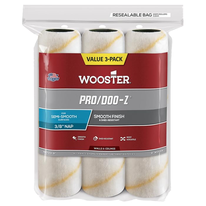 Wooster Brush RR723-9 Pro Doo-Z Roller Cover 3/8 Inch Nap 9 Inch by Wooster Brush - American Made