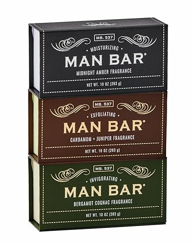 San Francisco Soap Company Man Bar 3-Piece Gift Set featuring all new scents: Midnight Amber, Cardamom & Junip by San Francisco Soap Company - American Made