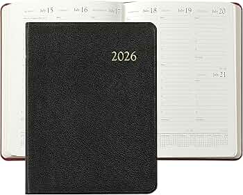 Graphic Image 2026 Desk Diary Agenda and Planner Genuine Goatskin Leather by Graphic Image - American Made