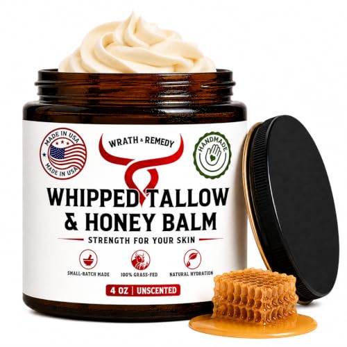 Wrath & Remedy Beef Tallow and Honey Balm, Handcrafted, Unscented, 4 oz by Wrath & Remedy - American Made