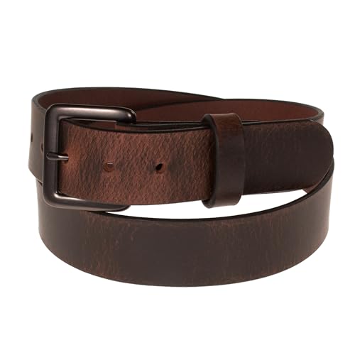 Nohma Leather, Men's Leather Belt, Full-Grain Leather, Casual Everyday Wear Belts, Amish Handmade (Vintage Bro by Nohma Leather - American Made