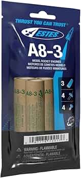 Estes A8-3 Model Rocket Engines 3-Pack by Estes Rockets - American Made