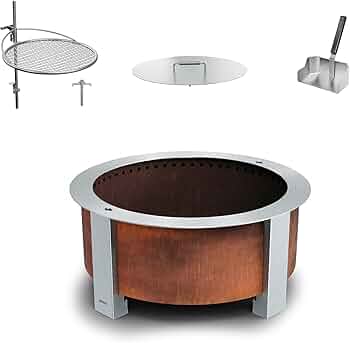 Breeo X Series 24 Corten Fire Pit Grilling Bundle Outpost and Lid by Breeo - American Made
