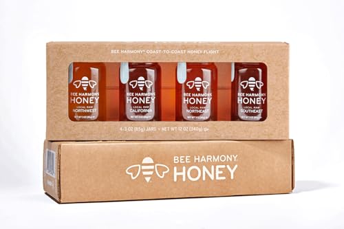Bee Harmony Coast-to-Coast Honey Flight, Gift Set of 4 Mini Jars by Bee Harmony - American Made