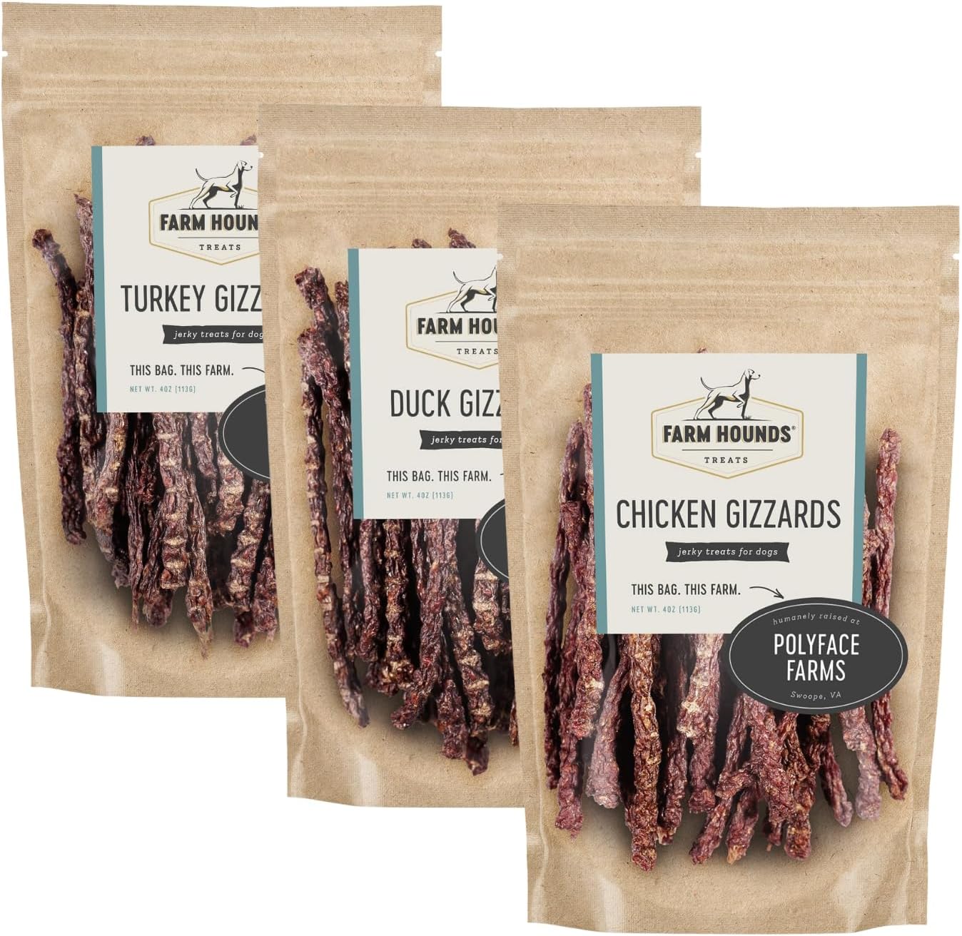 Farm Hounds Bundle Gizzards Chicken Duck Turkey Dog Treats 3-Pack by Farm Hounds - American Made