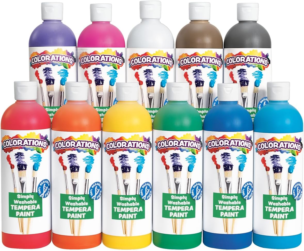 Colorations Simply Washable Tempera Paints 16 fl oz Set of 11 Colors by Colorations - American Made