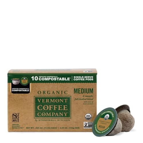 Vermont Coffee Company, Organic Medium Roast, Single-Serve Organic Compostable Coffee Pods, 10CT, Compatible w by Vermont Coffee Company - American Made