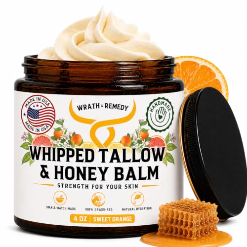 Wrath & Remedy Beef Tallow and Honey Balm, Handcrafted, Sweet Orange, 4 oz by Wrath & Remedy - American Made