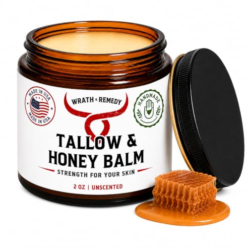 Wrath & Remedy Beef Tallow and Honey Balm, Handcrafted, Unscented, 2 oz by Wrath & Remedy - American Made