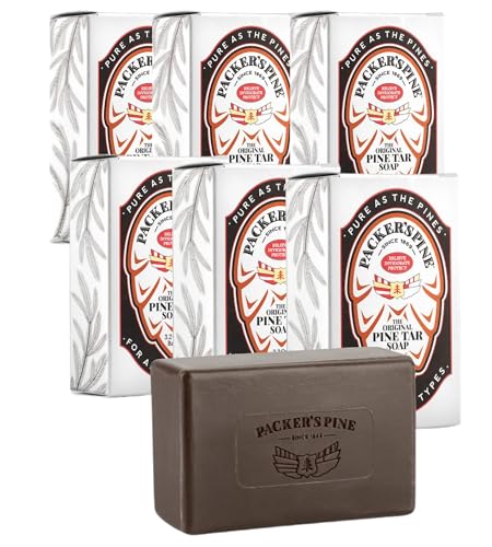 Packer's Pine Tar Soap Bar for Men & Women | Original Body & Face Soap with Natural Pine Tar & Pine Oils | Soo by Packer's Pine - American Made