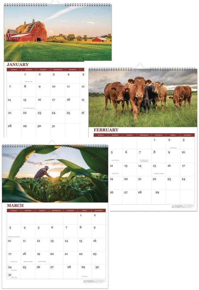 House of Doolittle 2026 100 Percent Recycled Farm Life Wall Calendar 11x14 by House of Doolittle - American Made
