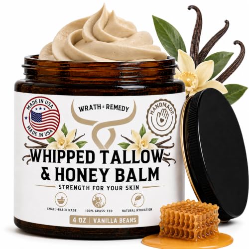 Wrath & Remedy Beef Tallow and Honey Balm, Handcrafted, Vanilla Beans, 4 oz by Wrath & Remedy - American Made