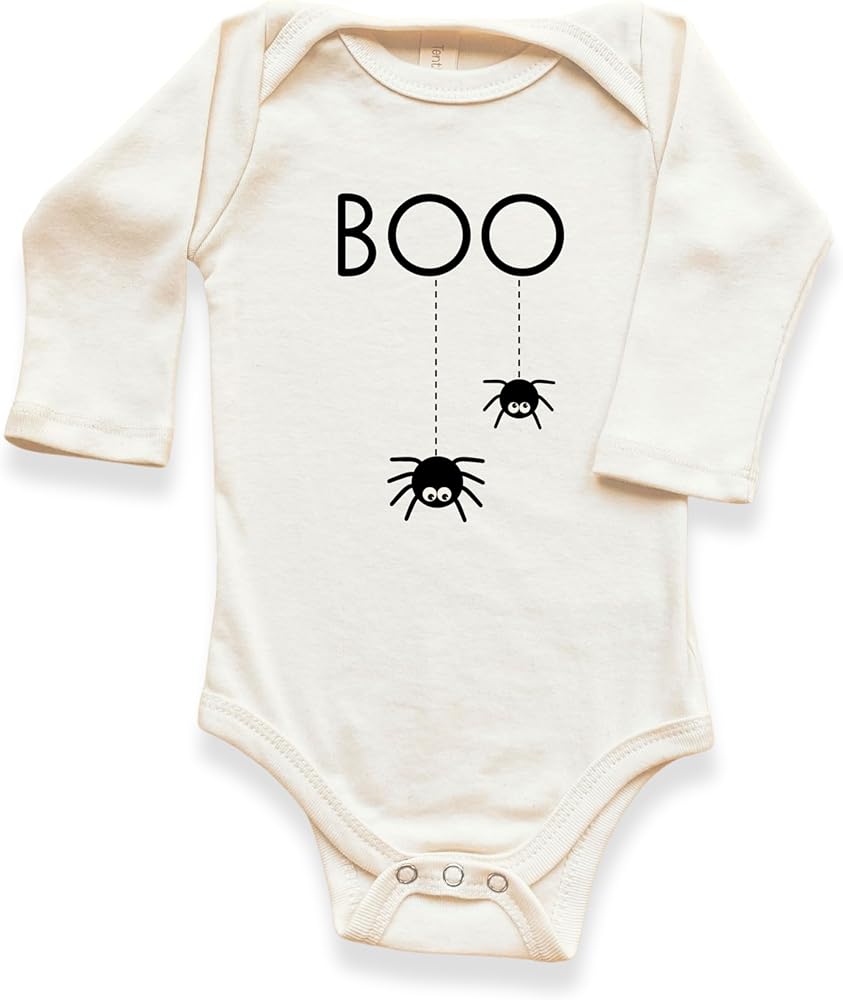 Tenth & Pine Organic Cotton Baby Bodysuit Boo Spiders Long Sleeve by Tenth & Pine - American Made