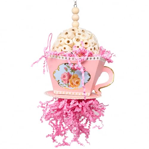 Bonka Bird Toys 2441 Pink Sola Teacup 8" High by 4" Wide Medium Parrot Chew Cage Toy, Conures, Ringneck, Quake by Bonka Bird Toys - American Made