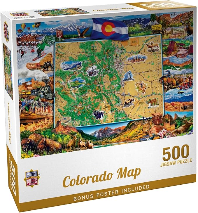MasterPieces 500 Piece Jigsaw Puzzle - Colorado Map by MasterPieces - American Made