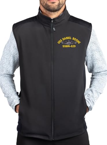 USS Daniel Boone SSBN-629 with Dolphins Black Thermal Windstop Vest (Med) by WSI Sportswear - American Made