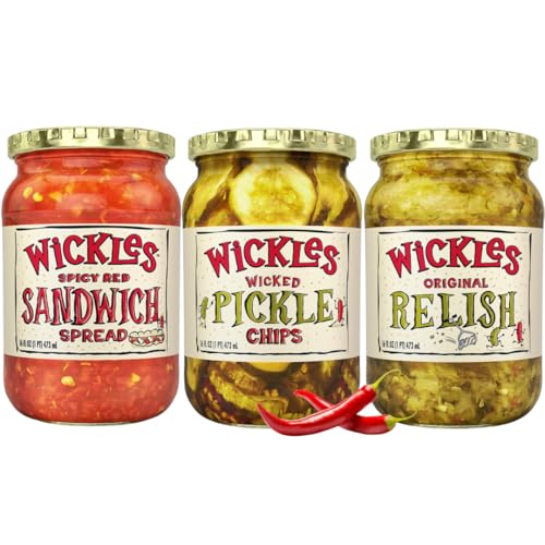 Wickles Pickles Sandwich Variety Pack â€“ Pickle Relish, Spicy Red Sandwich Spread and Pickle Chips by Wickles Pickles - American Made