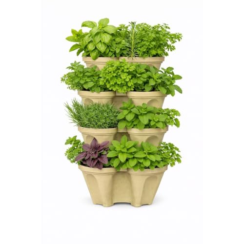 smart spring Large Vertical Planter Tower, 4 Tier Stackable Garden Planter, 28 Plant Sites, Heavy Duty Strawbe by smart spring - American Made