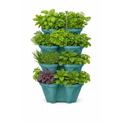 smart spring Large Vertical Planter Tower, 4 Tier Stackable Garden Planter, 16 Plant Sites, Heavy Duty Strawbe by smart spring - American Made