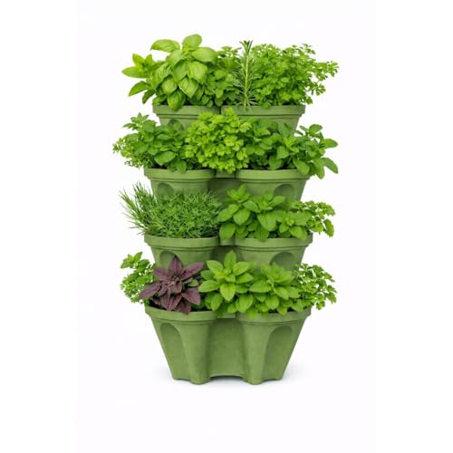 Large Vertical Planter Tower, 4 Tier Stackable Garden Planter, 16 Plant Sites, Heavy Duty Strawberry Planter by smart spring - American Made
