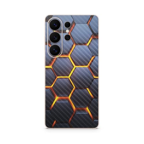 Carbon Fiber Phone Skin Compatible with Samsung Galaxy S26 Ultra - Lava Hex - Premium 3M Vinyl Protective Wrap by Vision Signs & Graphics - American Made