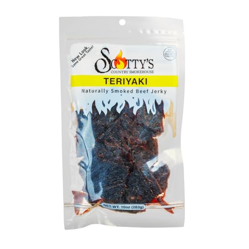 Scotty’s Country Smokehouse Teriyaki Beef Jerky, 10 oz Resealable Bag, Premium Hand-Trimmed Thin-Sliced Beef J by Scotty's - American Made