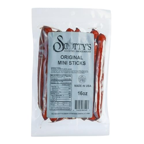 Scotty’s Country Smokehouse Classic Mini Meat Sticks, Pork & Beef, 16 oz Bag – Premium Protein Snack Sticks, H by Scotty's - American Made