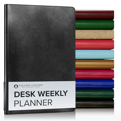 Gallery Leather Desk Weekly Planner 2026-2027 Acadia Black by Gallery Leather - American Made
