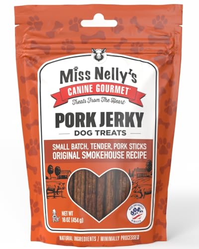 Miss Nelly's Canine Gourmet Jerky Dog Treats - All Natural Pork Jerky Dog Treats Made in USA Only - Original S by Miss Nelly's Canine Gourmet Jerky Dog Treats - American Made