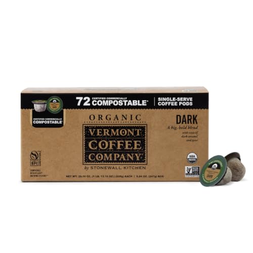 Vermont Coffee Company, Organic Dark Roast, Single-Serve Organic Compostable Coffee Pods, 72 CT, Compatible wi by Vermont Coffee Company - American Made