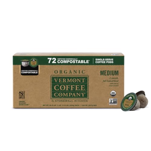 Vermont Coffee Company, Organic Medium Roast, Single-Serve Organic Compostable Coffee Pods, 72 CT, Compatible by Vermont Coffee Company - American Made