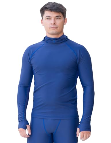 Tuga Men's Snorkel Hood Rash Guard, UPF 50+, Navy, M by Tuga Sunwear - American Made