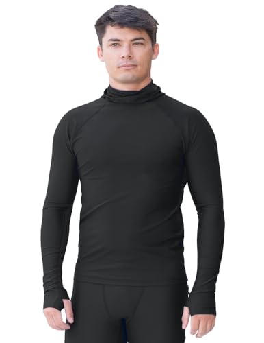 Tuga Men's Snorkel Hood Rash Guard, UPF 50+, Black, M by Tuga Sunwear - American Made