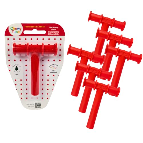Chewy Tubes (6 Pack) – Original Oral Motor Chewing Tool for Practicing Biting and Chewing Skills [Red, 1/2" Di by Chewy Tubes - American Made