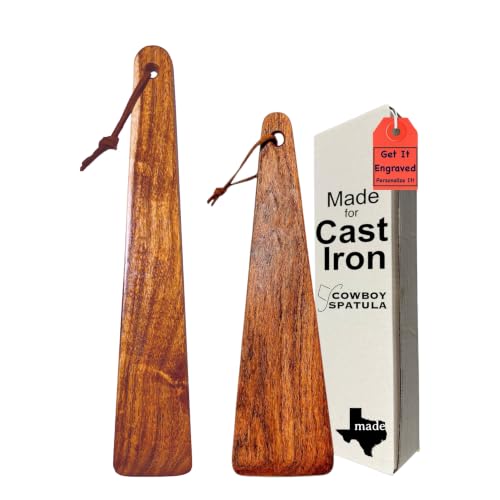 Cowboy Spatula 2 Piece Mesquite Wood Spatula Set for Cast Iron by Cowboy Spatula Company - American Made